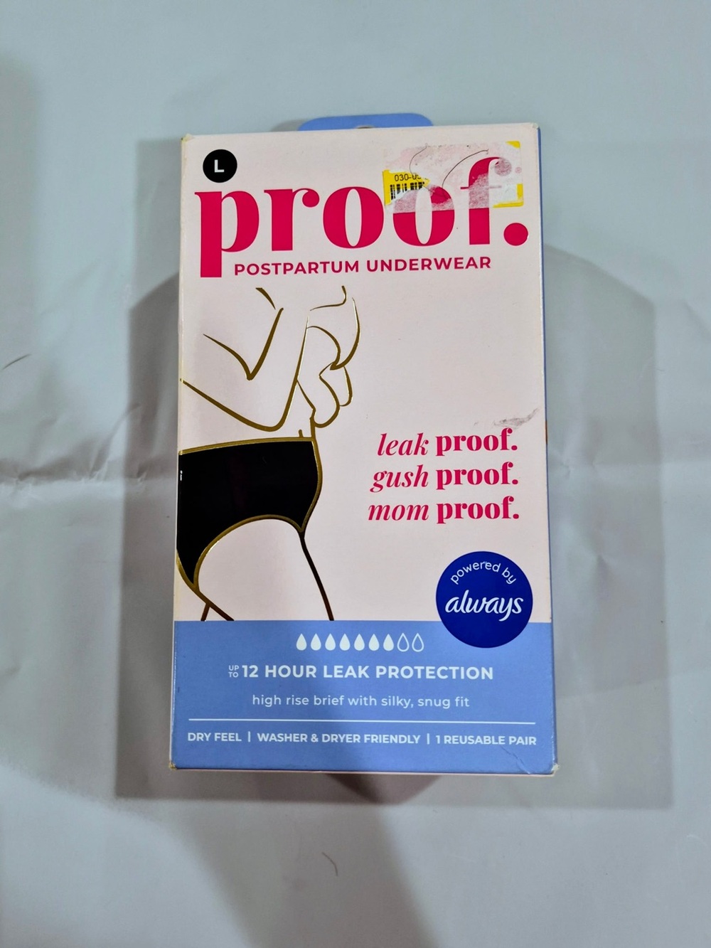 2-size L Always Proof Postpartum Underwear in Black and Pink